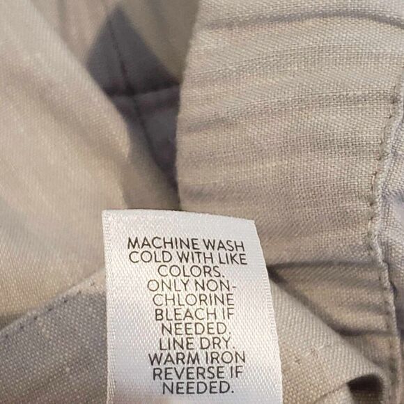 J Jill Pants Women’s Large L Straight Leg Side Zip Crop Linen Khaki Tan Resort - Picture 9 of 11